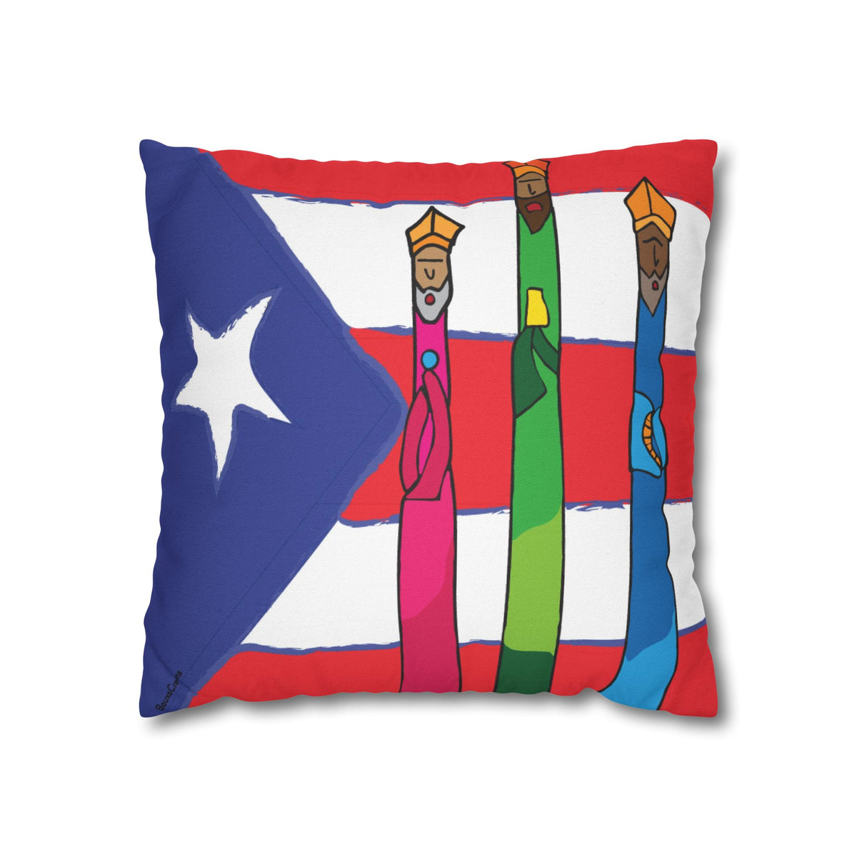 Square Pillowcase - Puerto Rico Three Kings Tradition - Vivid Colors