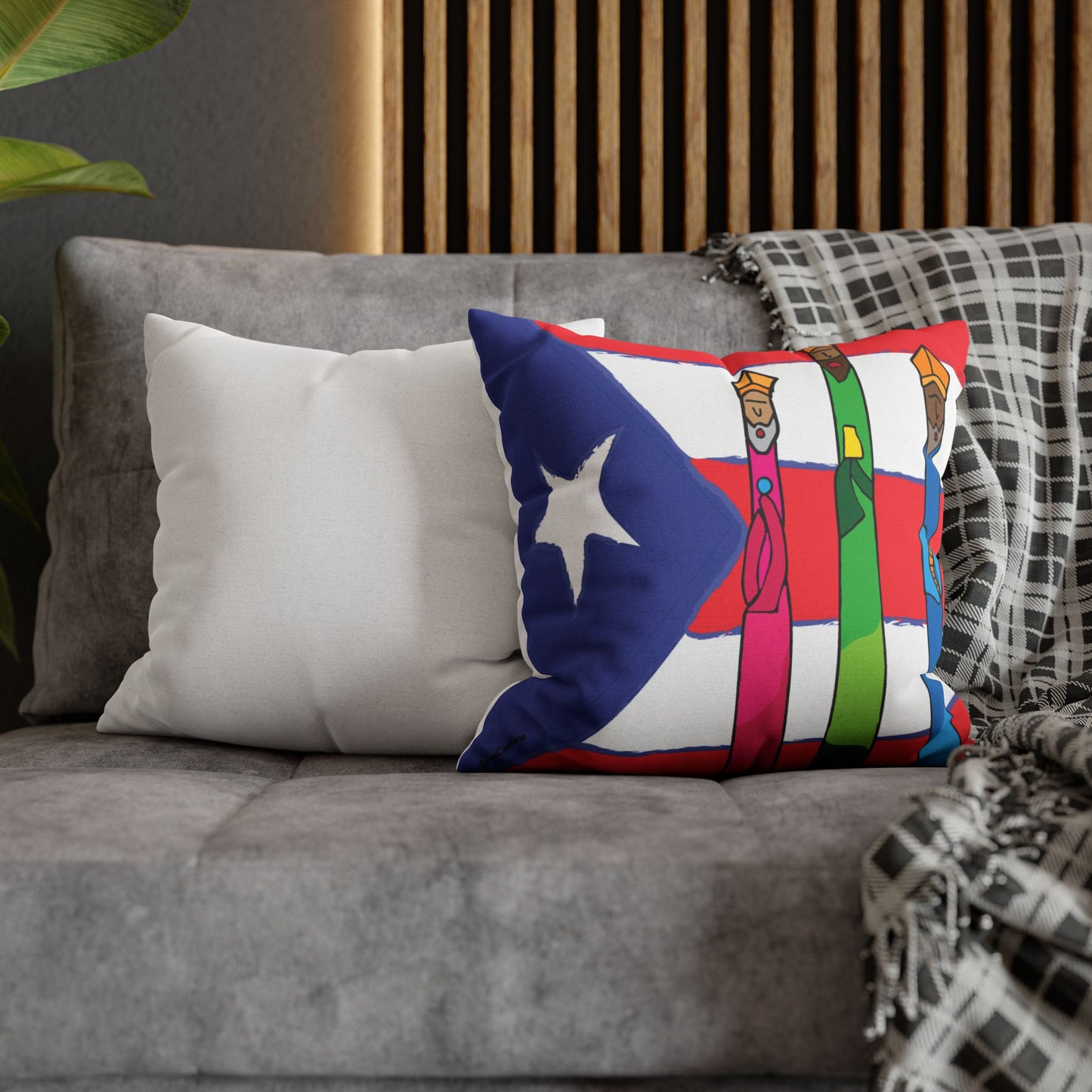 Square Pillowcase - Puerto Rico Three Kings Tradition - Vivid Colors